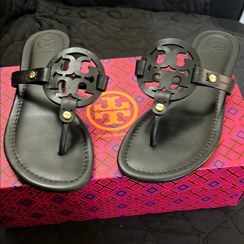 Tory Burch Black Leather Sandals